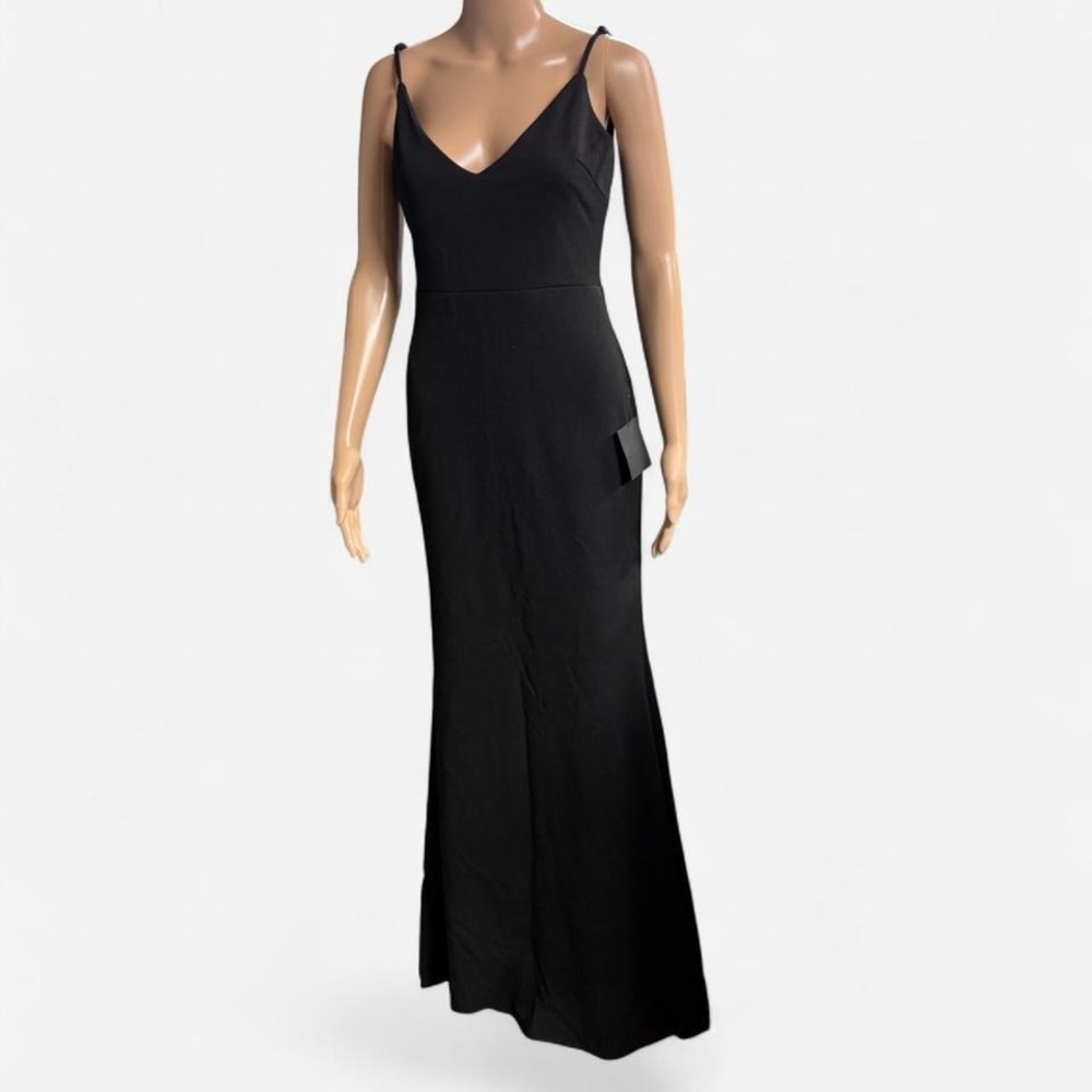 Lulus Infinite Glory Black Maxi Dress V-Neck Spaghetti‎ Strap Formal Gown Small